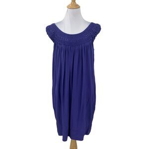 Vince Silk Dress Women S Small Deep Violet Cap Sleeve Lined Gathered Neck Pocket